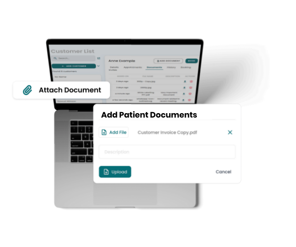 Customer document upload patients healthcare medical