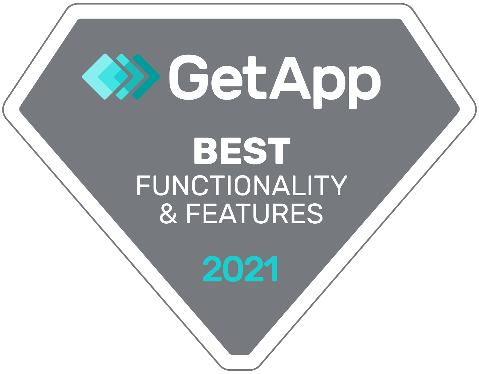 GetApp best functionality and features 2021 badge