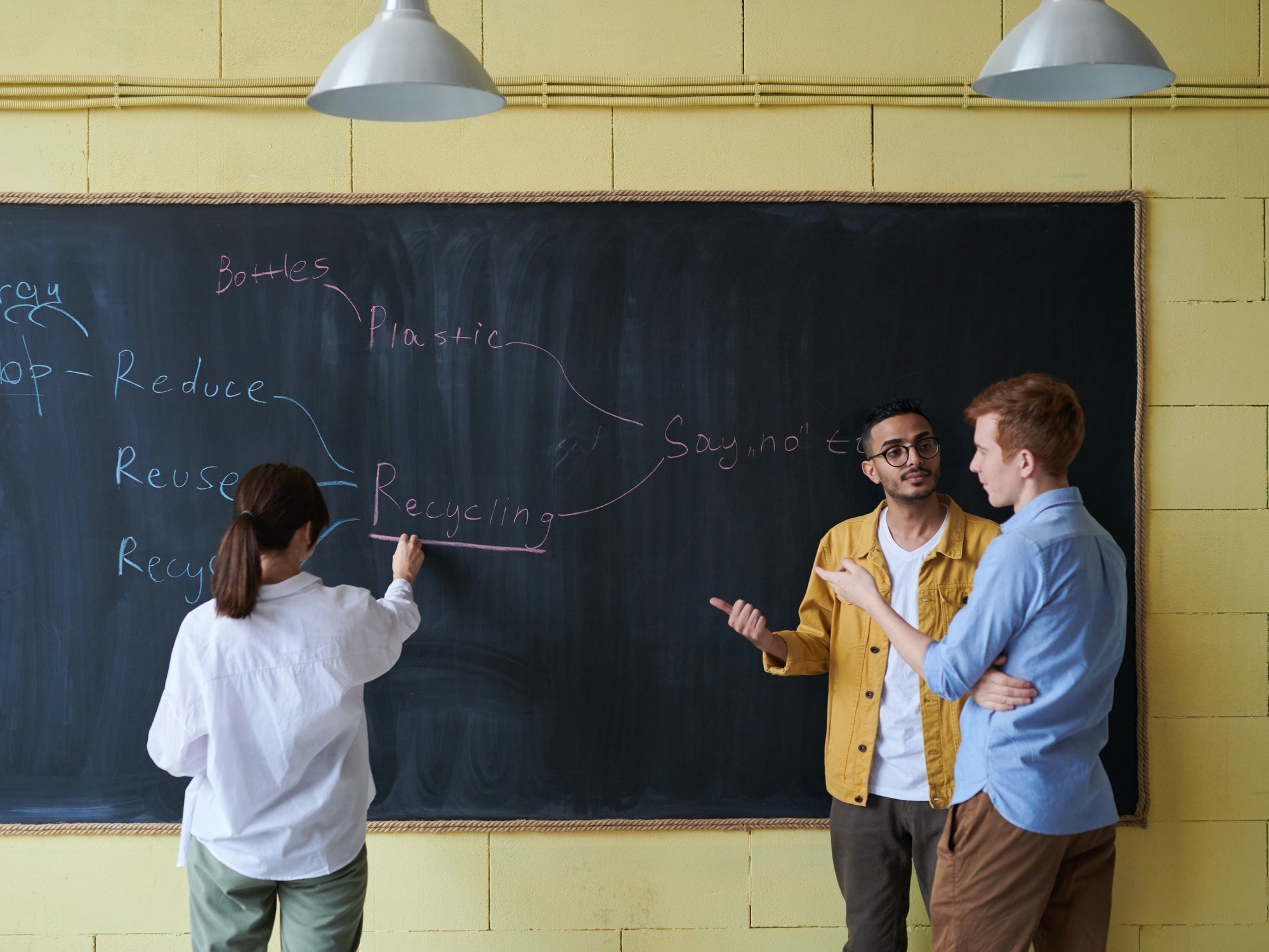 stock-education-students at chalk board